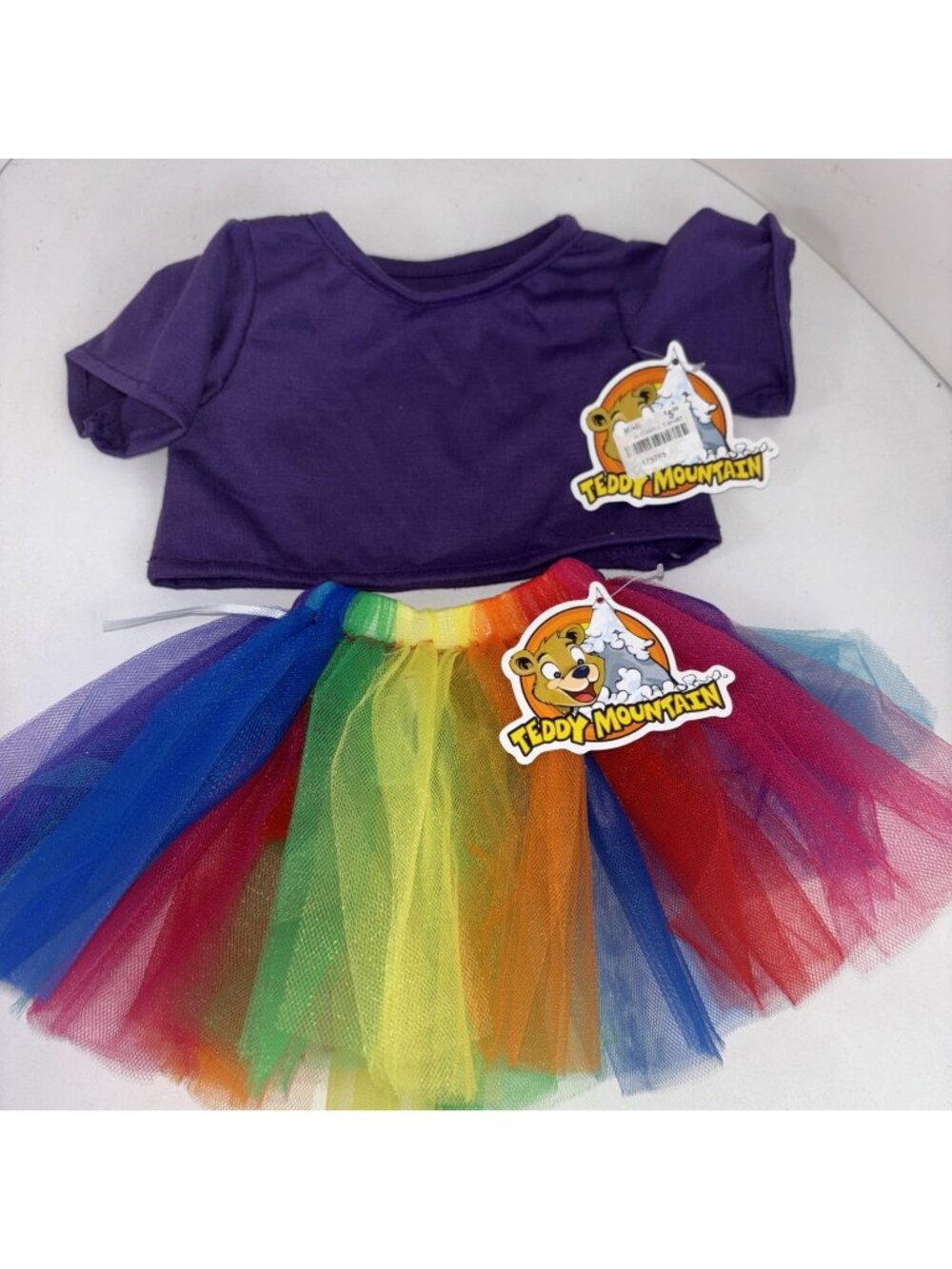 Rainbow Tutu & Top Teddy Mountain Outfit (Fits Build A Bear)